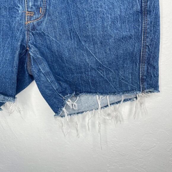 Madewell Mid Rise Medium Wash Denim Cutoff Blue Jean Fray Hem Shorts Size 25 - Picture 5 of 14